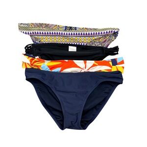 Mixed Brand Bikini Bottom Bundle Lot of 4 Navy Black Floral Geometric Womens Med
